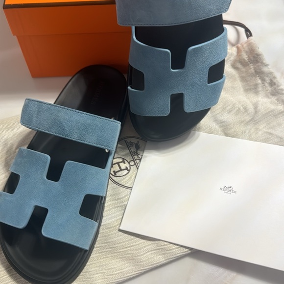Hermes Chypre sandal blue mineral 38.5 . 100% Authentic never been worn! - Picture 4 of 8